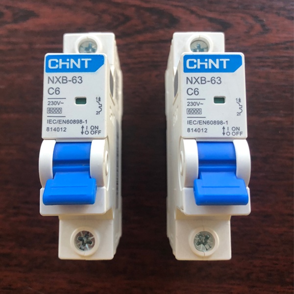 Однополюсный модульный электрический автомат ЧИНТ с уставкой типа С, номинальная нагрузка 6 Ампер, отключающая способность 6000 А