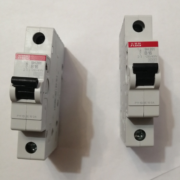 Модульный однополюсный электрический автомат АББ с характеристикой расцепителя B, номинальный ток 16 Ампер