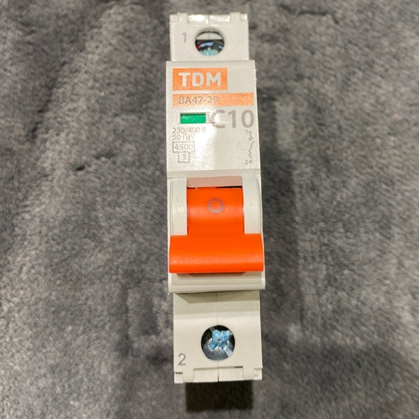 Однополюсный электрический автомат ВА47-29 ТДМ, номинальный ток 10 ампер, с характеристикой С, 1 модуль