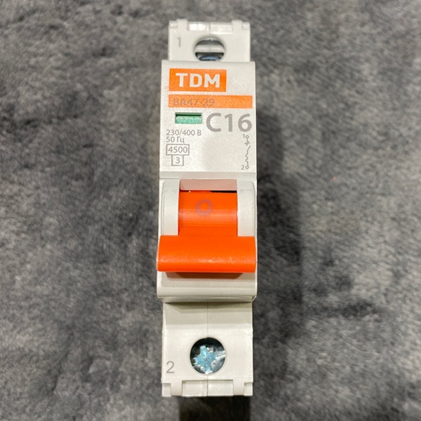 Однополюсный электрический автомат ВА47-29 ТДМ, номинальный ток 16 ампер, с характеристикой С, 1 модуль
