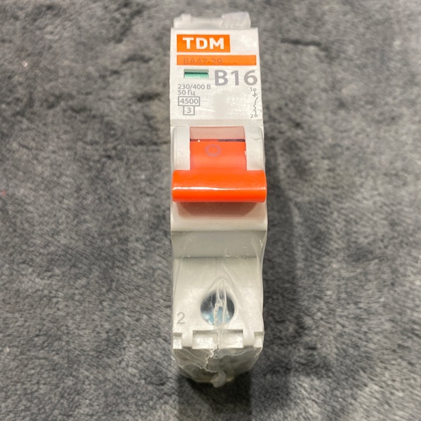 Однополюсный электрический автомат ВА47-29 ТДМ, номинальный ток 16 ампер, с характеристикой B, 1 модуль