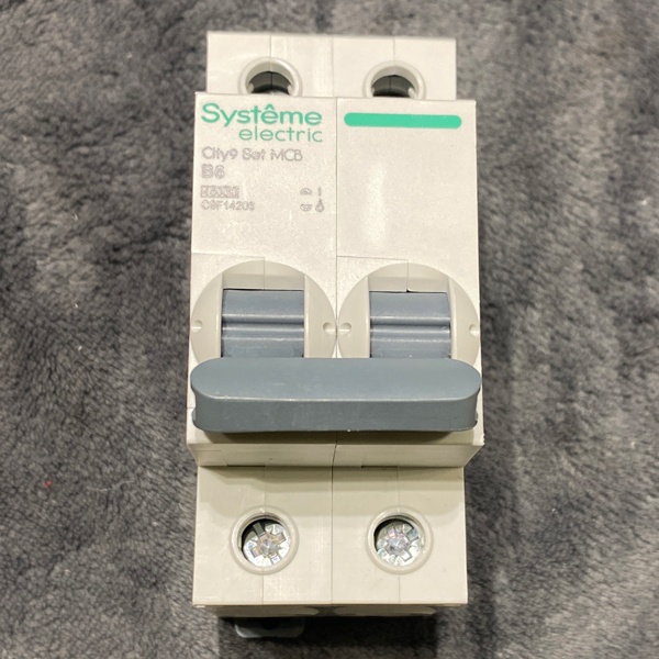 Модульный двухполюсный электрический автомат переменного тока на 6 Ампер с уставкой B, отключающей способностью 4500А, Систем Электрик City9