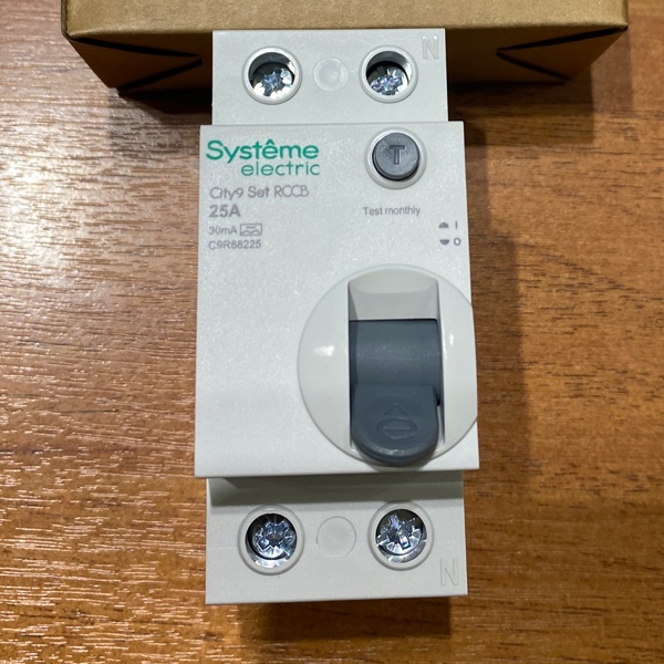 Двухполюсное однофазное модульное устройство защитного отключения 30 мА типа А, ток нагрузки 25 Ампер с отключающей способностью 6кА, Систем Электрик