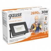Прожектор светодиодный Gauss Elementary 30W 3000K 2690lm IP65 черный