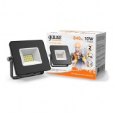 Прожектор светодиодный Gauss Elementary 10W 3000K 670lm IP65 черный