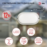 Светильник светодиодный ЭРА SPB-202-0-40K-012 IP65 12W 4200K овал ЖКХ 5056396200642