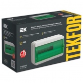 Щит накладной пластиковый ИЭК Tekfor КМПн-18 18м серый зеленая прозрачная дверь IP65 (01-03-002)