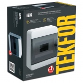 Щит накладной пластиковый ИЭК Tekfor ЩРН-П-8 8м белый черная прозрачная дверь IP41 (01-01-001)