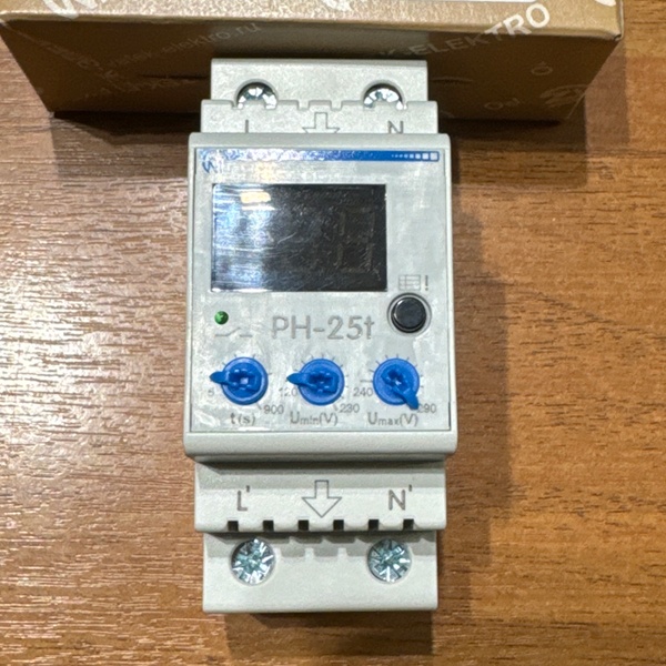 Двухмодульное однофазное реле напряжения РН-25Т (3425600025t), ток нагрузки 25 А  на DIN-рейку