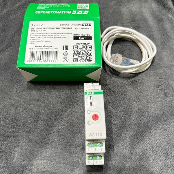 Фотореле AZ-112, выносной фотодатчик, 16A