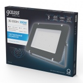 Прожектор светодиодный Qplus 300W 6500K 36000lm IP65 графитовый Gauss