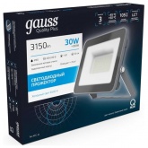 Прожектор светодиодный Gauss Qplus 30W 6500K 2550lm IP65 графитовый