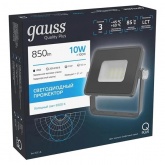 Прожектор светодиодный Gauss Qplus 10W 6500K 850lm IP65 графитовый