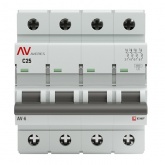 Выключатель автоматический EKF AVERES AV-6 25A (C) 4P трехфазный 6kA