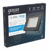 Прожектор светодиодный Gauss Qplus 100W 6500K 9000lm IP65 черный