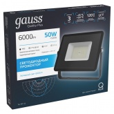 Прожектор светодиодный Gauss Qplus 50W 6500K 4500lm IP65 черный