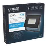 Прожектор светодиодный Gauss Qplus 20W 6500K 1800lm IP65 черный