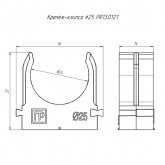 Крепеж-клипса Промрукав для труб под монтажный пистолет в п/э d25 [упак.100шт] серая