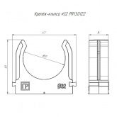 Крепеж-клипса Промрукав для труб под монтажный пистолет в п/э d32 [упак.25шт] серая