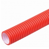 Труба гофрированная двустенная ПНД ИЭК 63 мм гибкая с протяжкой и муфтой красная [50м] (гофра для кабеля)