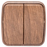 Накладной выключатель 2-клавишный EKF Минск 10А IP20 тёмное дерево