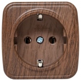 Накладная розетка EKF Минск 1-местная с заземлением 16А IP20 тёмное дерево