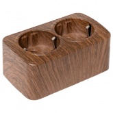 Накладная розетка EKF Минск 2-местная с заземлением 16А IP20 тёмное дерево