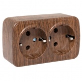 Накладная розетка EKF Минск 2-местная с заземлением 16А IP20 тёмное дерево