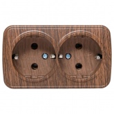 Накладная розетка EKF Минск 2-местная с заземлением 16А IP20 тёмное дерево