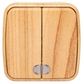 Накладной выключатель 2-клавишный EKF Минск с индикатором 10А IP20 светлое дерево