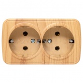 Накладная розетка EKF Минск 2-местная с заземлением 16А IP20 светлое дерево