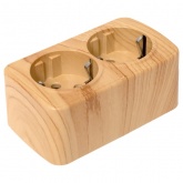 Накладная розетка EKF Минск 2-местная с заземлением 16А IP20 светлое дерево