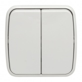 Накладной выключатель 2-клавишный EKF Минск 10А IP20 белый