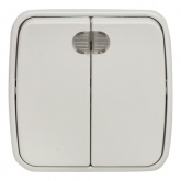 Накладной выключатель 2-клавишный EKF Минск с индикатором 10А IP20 белый