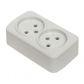 Накладная розетка EKF Минск 2-местная без заземления 10А IP20 белый