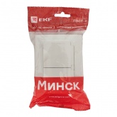 Розетка 2-местная с заземлением со шторками и крышками EKF Basic 16А IP44 Минск белый