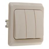 3-клавишный выключатель SE Этюд 10A, скрытой установки, кремовый