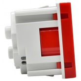 Розетка ИЭК Праймер 2P+E 16А 45 градусов с винтовым зажимом шторки 2 модуля красный