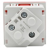 Розетка ИЭК Праймер 2P+E 16А 45 градусов с винтовым зажимом шторки 2 модуля красный