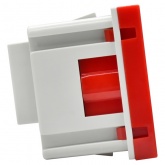 Розетка ИЭК Праймер 2P+E 16А с винтовым зажимом шторки 2 модуля красный