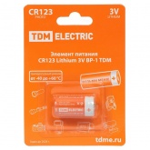 Батарейка TDM CR123A (123/CR123/CR17345) Lithium 3V (упаковка 1шт)