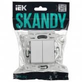 Выключатель двухклавишный ИЭК SKANDY SK-V04W 10А арктический белый