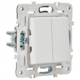 Выключатель двухклавишный ИЭК SKANDY SK-V04W 10А арктический белый