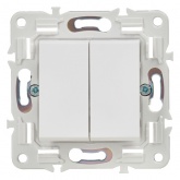 Выключатель двухклавишный ИЭК SKANDY SK-V04W 10А арктический белый