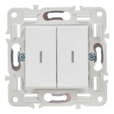Выключатель двухклавишный с индикацией ИЭК SKANDY SK-V09W 10А арктический белый