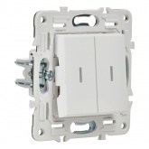 Выключатель двухклавишный с индикацией ИЭК SKANDY SK-V09W 10А арктический белый