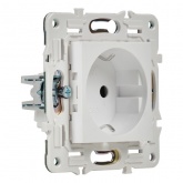 Розетка с заземлением ИЭК SKANDY SK-R04W 16А шторки арктический белый