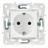 Розетка с заземлением ИЭК SKANDY SK-R04W 16А шторки арктический белый