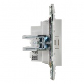 Розетка без заземления ИЭК SKANDY SK-R01W 10А шторки арктический белый