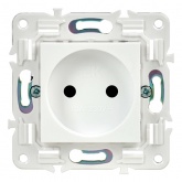 Розетка без заземления ИЭК SKANDY SK-R01W 10А шторки арктический белый